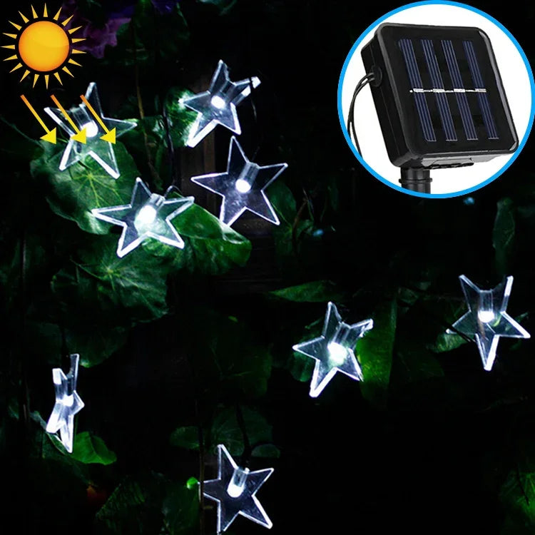 Star Shape 20 LEDs Outdoor Garden Christmas Festival Decoration Solar Lamp String
