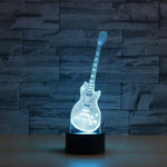 Guitar Shape 3D Colorful LED Vision Light Table Lamp, 16 Colors Remote Control Version, 16 Colors Remote Control Version
