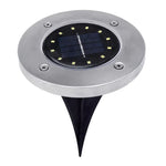 2 PCS 12 LEDs Solar Powered Buried Light Under Ground Lamp IP65 Waterproof Outdoor Garden Street Light, 12 LEDs