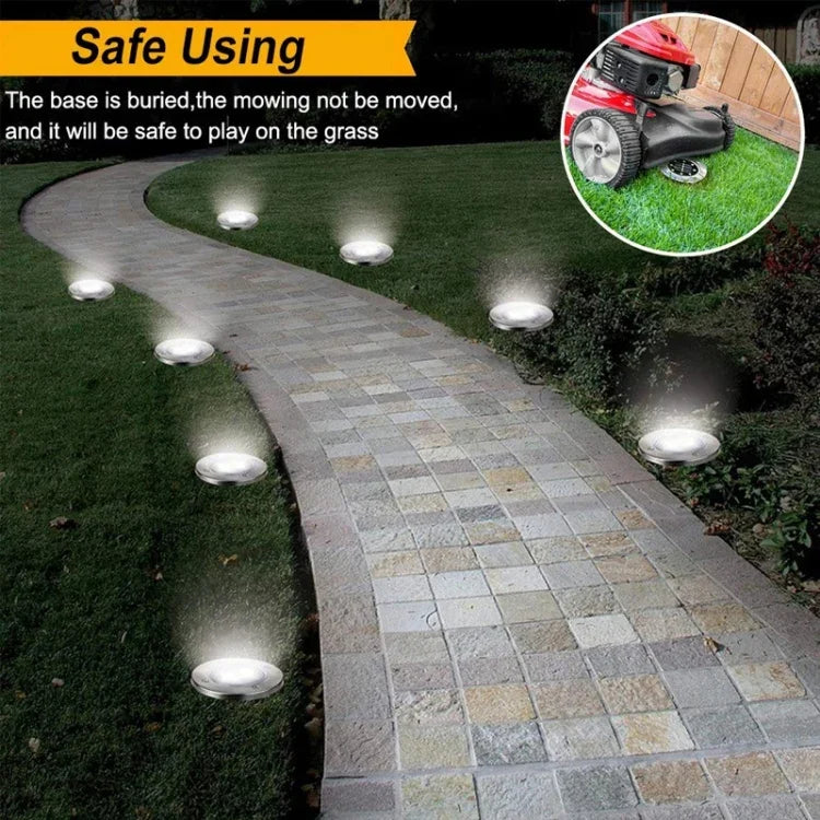 2 PCS 16 LEDs Solar Powered Buried Light Under Ground Lamp IP65 Waterproof Outdoor Garden Street Light, 16 LEDs