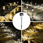 10 PCS Solar Energy Outdoor Lawn Lamp Stainless Steel IP65 Waterproof LED Decorative Garden Light