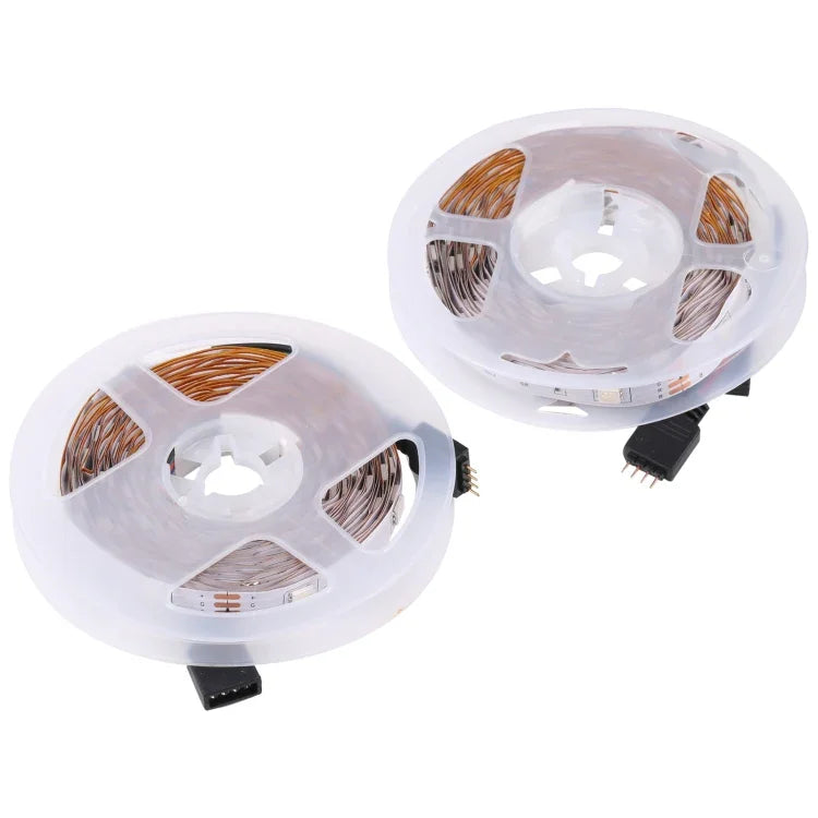 2pcs Bare Board 5050 SMD RGB LED Rope Light, 30 LED/m, Length: 5m, 12V 2A 100-240V, with 24 Keys Doodle Controller, 5050 SMD RGB LED, 5m x 2