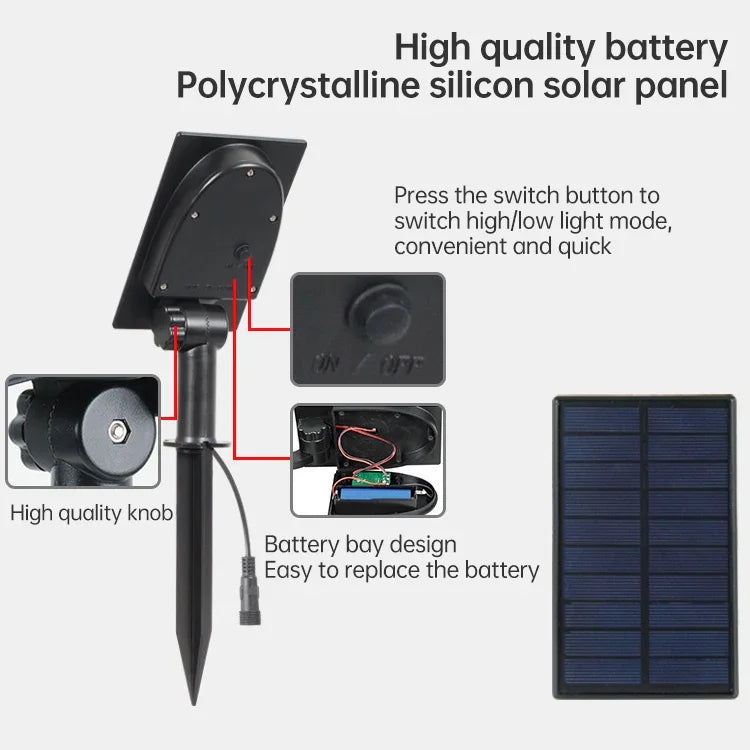 3W One for Three Solar Spotlight Outdoor IP65 Waterproof Light Control Induction Lawn Lamp, Luminous Flux: 300-400lm (RGB Cyclic Fixation), One for Three
