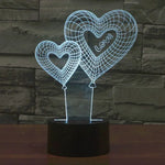 7 Color Discoloration Creative Visual Stereo Lamp Desk Lamp Night Light, Double Heart Balloon Style