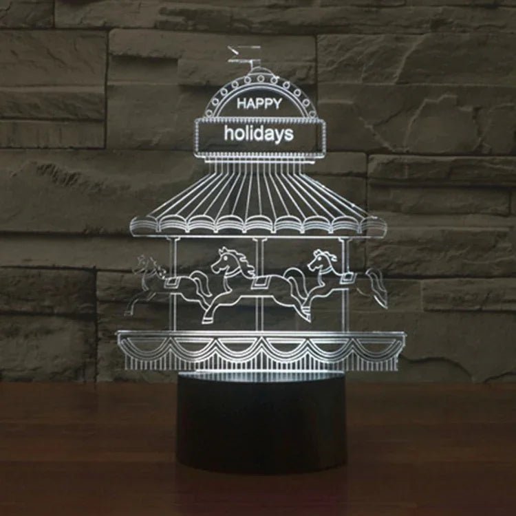 7 Color Discoloration Creative Visual Stereo Lamp Desk Lamp Night Light, Amusement Park Style