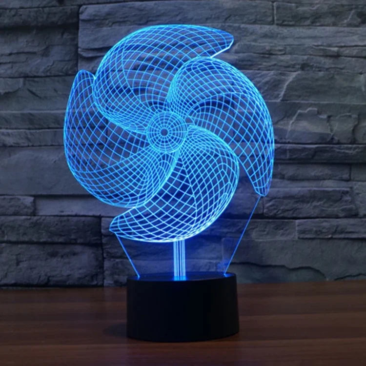 7 Color Discoloration Creative Visual Stereo Lamp Desk Lamp Night Light, Big Pinwheel Style