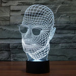 7 Color Discoloration Creative Visual Stereo Lamp Desk Lamp Night Light, Product Size: 23.6 x 14.0 x 8.7 cm, Man with Glasses Style