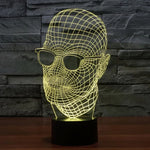 7 Color Discoloration Creative Visual Stereo Lamp Desk Lamp Night Light, Product Size: 23.6 x 14.0 x 8.7 cm, Man with Glasses Style