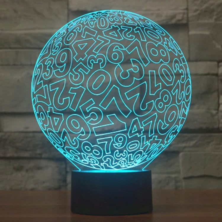 7 Color Discoloration Creative Visual Stereo Lamp Desk Lamp Night Light, Numbers Style