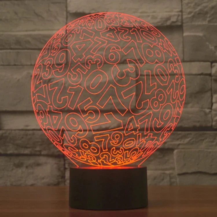 7 Color Discoloration Creative Visual Stereo Lamp Desk Lamp Night Light, Numbers Style
