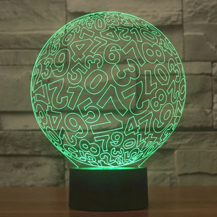 7 Color Discoloration Creative Visual Stereo Lamp Desk Lamp Night Light, Numbers Style