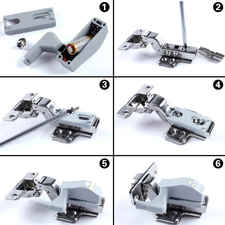 0.3W Universal Inner Hinge LED Sensor lamp Cupboard 3 LEDs Night light Auto ON/OFF Bulb, 1 PCS White Light, 1 PCS Warm White