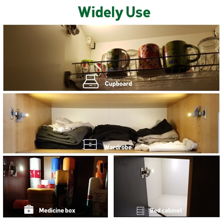 0.3W Universal Inner Hinge LED Sensor lamp Cupboard 3 LEDs Night light Auto ON/OFF Bulb, 1 PCS White Light, 1 PCS Warm White