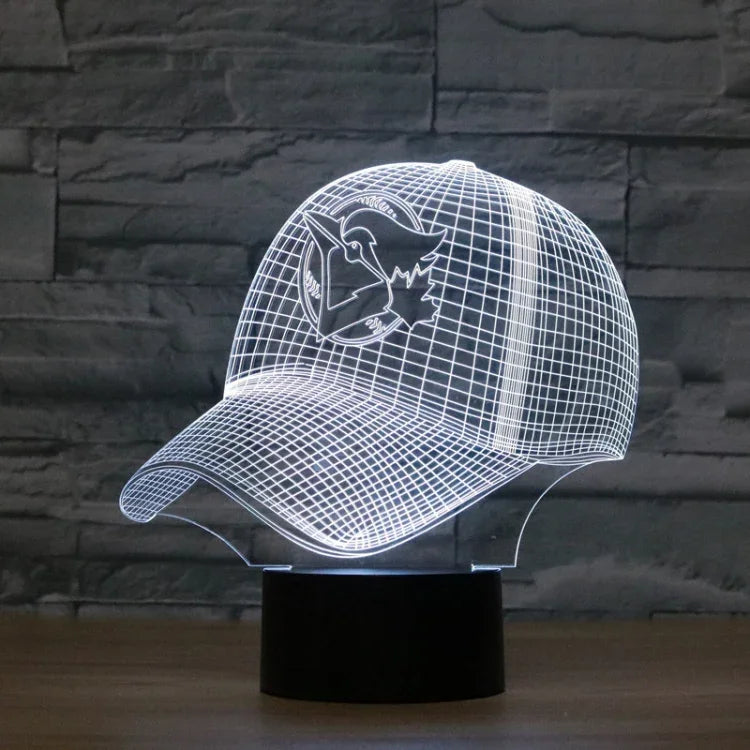 Baseball Cap Shape 3D Colorful LED Vision Light Table Lamp, 16 Colors Remote Control Version, 16 Colors Remote Control Version