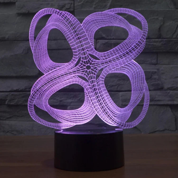 7 Color Discoloration Creative Visual Stereo Lamp Desk Lamp Night Light, Four Circle Abstract Style
