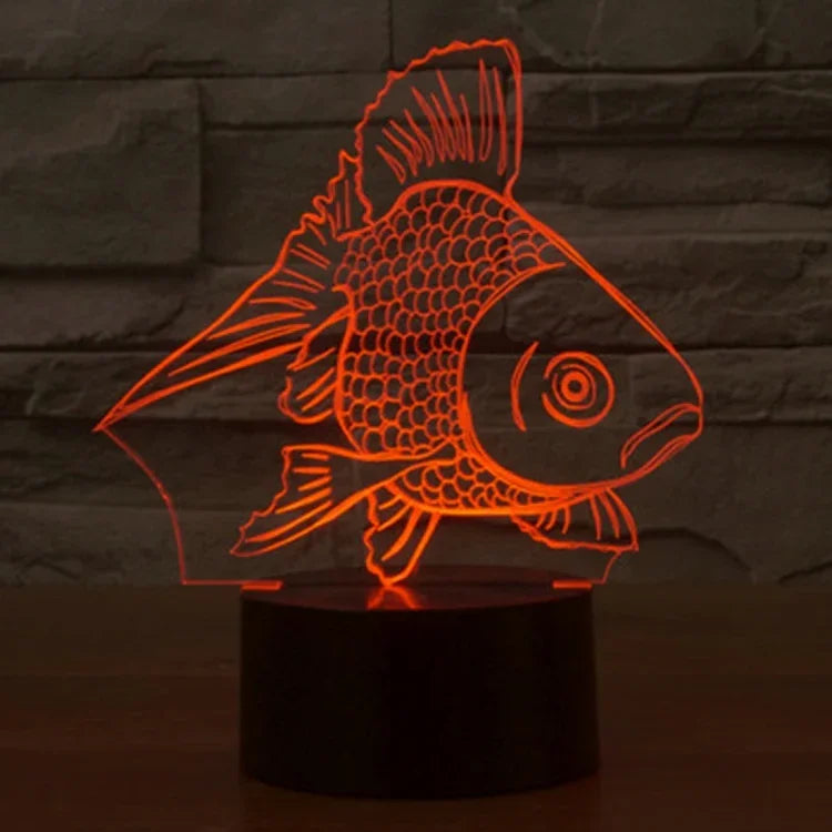 7 Color Discoloration Creative Visual Stereo Lamp Desk Lamp Night Light, Goldfish Style