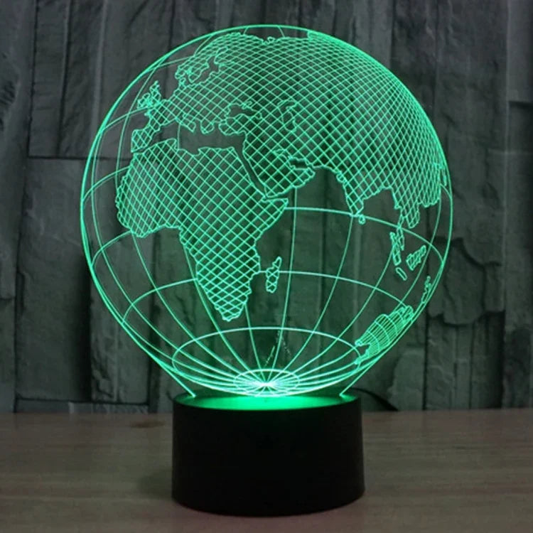 7 Colour Discoloration Creative Visual Stereo Lamp Desk Lamp Night Light, European Globe Style