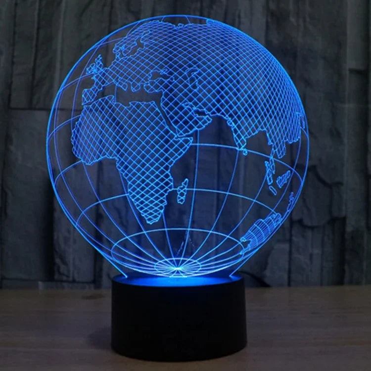 7 Colour Discoloration Creative Visual Stereo Lamp Desk Lamp Night Light, European Globe Style