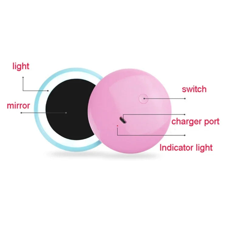 OneFire 1W 10 LEDs Multi-function Rechargeable Donut Shaped Makeup Mirror LED Desk Lamp Night Light, DC 5V, 1W Pink
