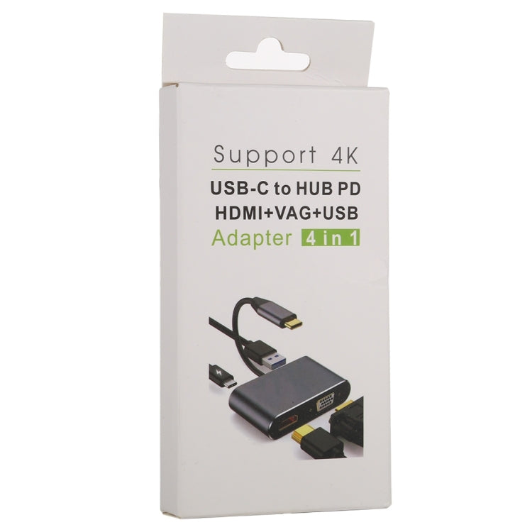 4 in 1 USB / Type-C to 4K HDMI + VGA + USB 3.0 Interface Multifunction Adapter