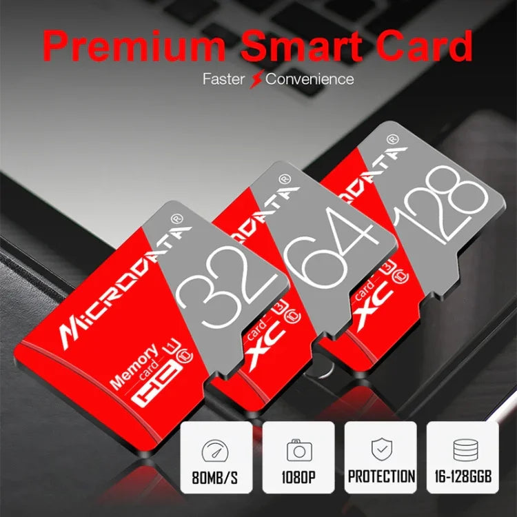 MICRODATA 128GB Class10 Red and Grey TF(Micro SD) Memory Card, 128GB