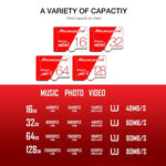 MICRODATA 16GB High Speed U1 Red and White TF(Micro SD) Memory Card, 16GB