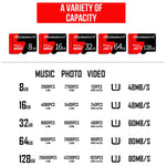MICRODATA 64GB U3 Red and Black TF(Micro SD) Memory Card, 64GB