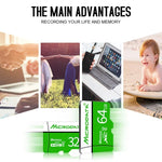 MICRODATA 128GB U3 Green and White TF(Micro SD) Memory Card, 128GB