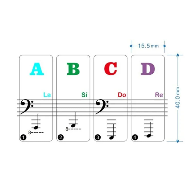 2 PCS 88 / 61 / 54 / 49 Keys Piano Electronic Organ Keyboard Hand Roll Piano Notation Musical Scale Transparent Sticker, 2 PCS Musical Scale Transparent Sticker