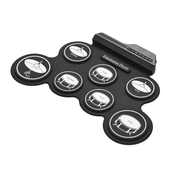 Portable Silicone Hand Roll USB Electronic Drum, Black Icon Version, Electronic Drum Black Icon Version