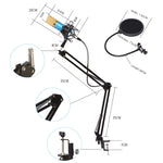 BM-800 Network K-Song Dedicated High-end Metal Shock Mount Microphone Set, BM800 Kit Blue, BM800 Kit Black, BM800 Kit Pink