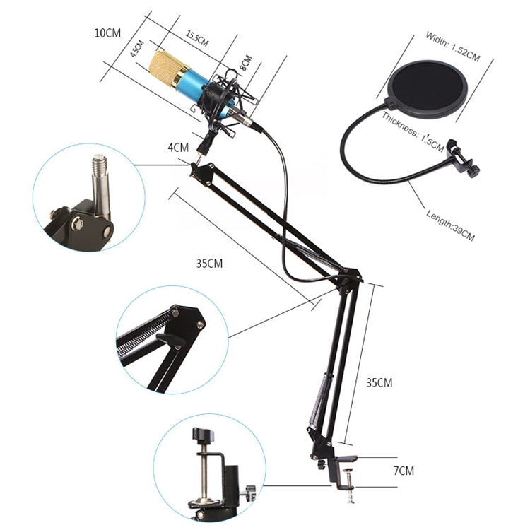 BM-800 Network K-Song Dedicated High-end Metal Shock Mount Microphone Set, BM800 Kit Blue, BM800 Kit Black, BM800 Kit Pink