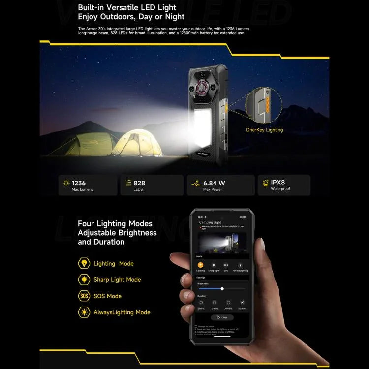 Ulefone Armor 30, 12GB+512GB, Night Vision, IP68/IP69K Rugged Phone, 6.95 inch Android 15 MediaTek Helio G100 Octa Core, Network: 4G, NFC, OTG, Armor 30