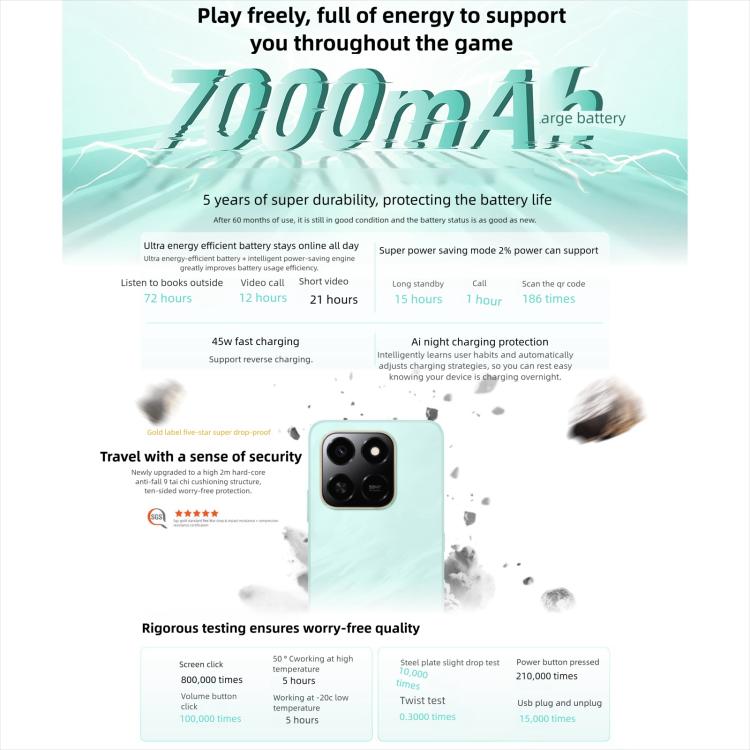 Honor Play10T, 8GB+256GB, Side Fingerprint, 6.8 inch Android 15 Magic OS 9.0 Snapdragon 6s Gen 3 Octa Core, Network: 5G, 8GB+256GB