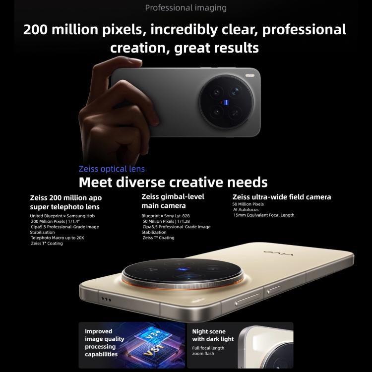 vivo X300 Pro, 16GB+512GB,  6.78 inch OriginOS 6 Android 16 Dimensity 9500 Octa Core, OTG, NFC, Network: 5G, 16GB+512GB