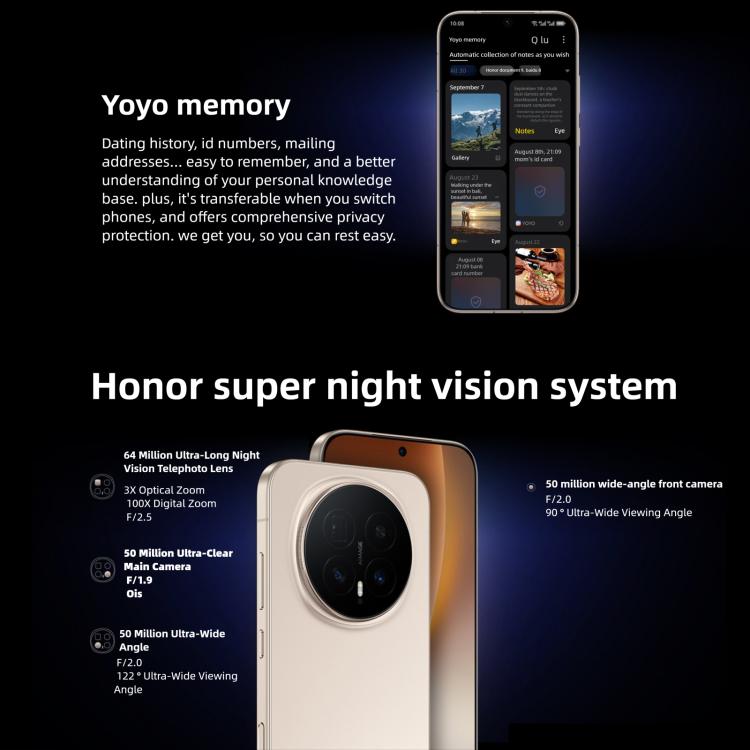 Honor Magic8, 12GB+256GB, Screen Fingerprint, 6.58 inch MagicOS 10.0 / Android 16 Snapdragon 8 Elite Gen 5th Octa Core, Network: 5G, NFC, OTG, 12GB+256GB
