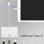 NK-107 Pro 3 in 1 USB-C / Type-C + 8 Pin Male to USB + RJ45 + 8 Pin Charging Female Interface Adapter, NK-107 Pro