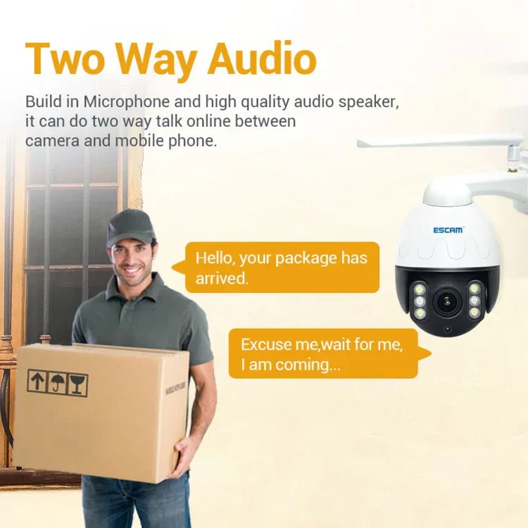 ESCAM Q5068 H.265 5MP Pan / Tilt / 4X Zoom WiFi Waterproof IP Camera, Support ONVIF Two Way Talk & Night Vision, AU Plug, UK Plug, US Plug, EU Plug, AU Plug