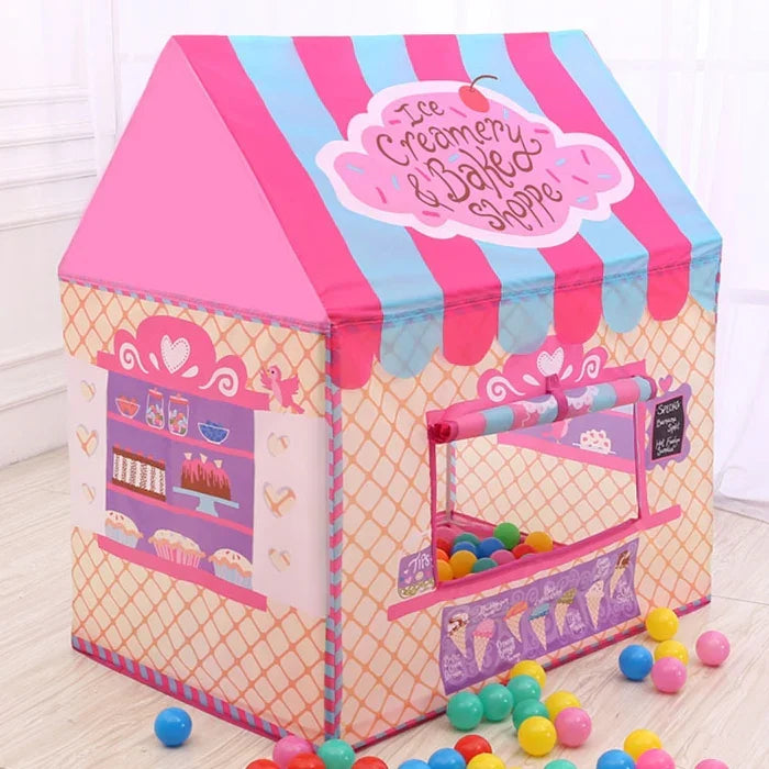 Household Children Printing Play Tent Small Game House, (Black White), (Pink), (Green), (Light Pink)