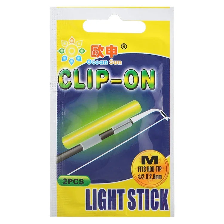 5 Packs OCEAN SUN Clip-On Luminous Float Night Fishing Light Stick, M, Fits Rod Tip 2.0-2.6mm, Clip-On, M