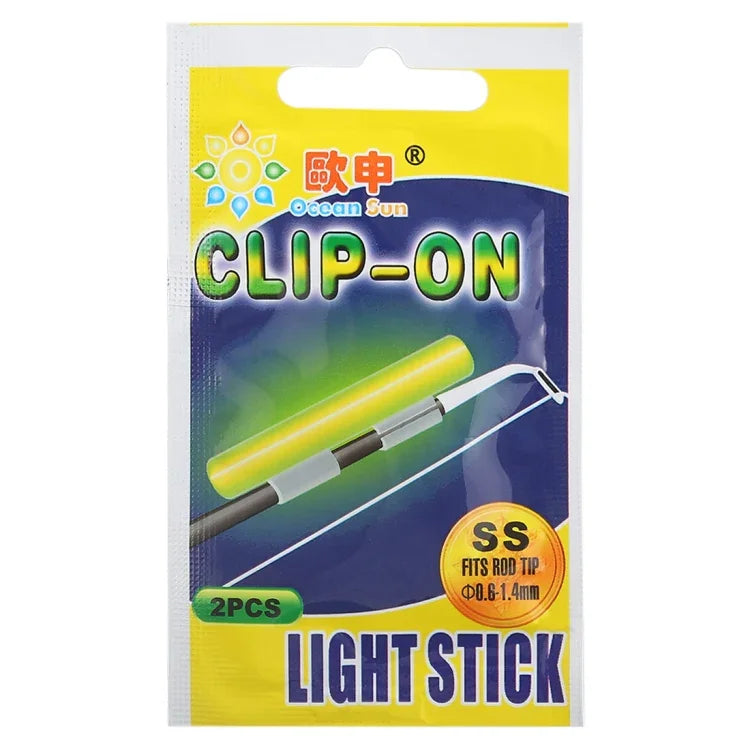5 Packs OCEAN SUN Clip-On Luminous Float Night Fishing Light Stick, SS, Fits Rod Tip 0.6-1.4mm, Clip-On, SS