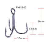 HENGJIA 20 PCS Classic Black High Carbon Steel Fishing Three-jaw Treble Hooks, 10# FH022