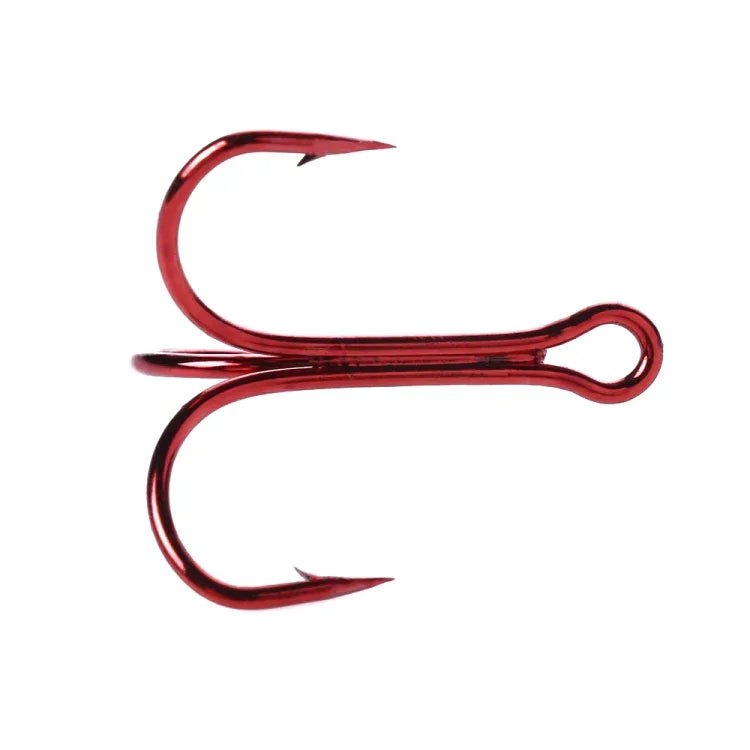 HENGJIA 20 PCS Classic Red High Carbon Steel Fishing Three-jaw Treble Hooks, 10# FH023