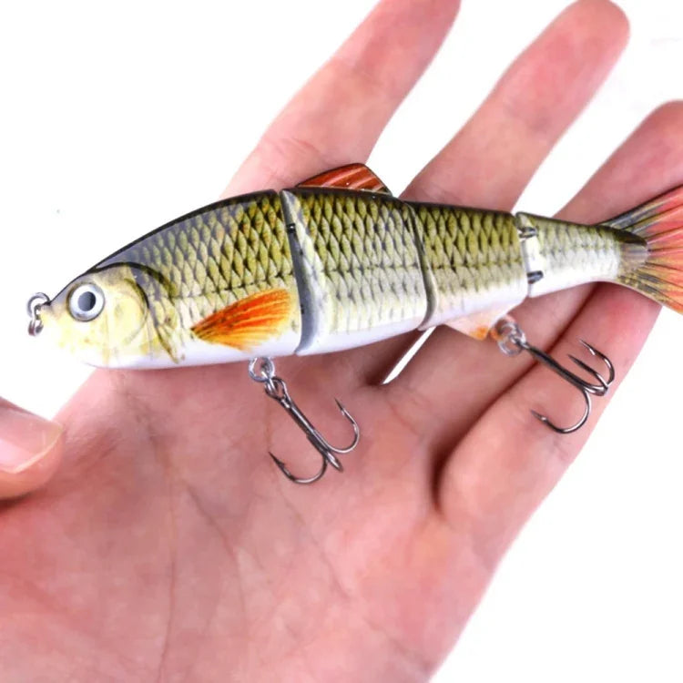 HENGJIA JM022-X 12cm 16.8g Multi-section Plastic Hard Baits Artificial Fishing Lures with Treble Hook, Random Color Delivery, JM022-X 12cm
