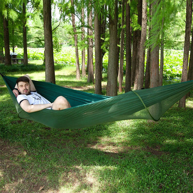 Portable Outdoor Camping Full-automatic Nylon Parachute Hammock with Mosquito Nets, Size : 290 x 140cm, 290x140cm Green, 290x140cm Blue, 290x140cm Orange, 290x140cm Camouflage, 290x140cm Army Green, 290x140cm Black, 290x140cm Dark Blue                 ...