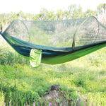 Portable Outdoor Camping Full-automatic Nylon Parachute Hammock with Mosquito Nets, Size : 290 x 140cm, 290x140cm Green, 290x140cm Blue, 290x140cm Orange, 290x140cm Camouflage, 290x140cm Army Green, 290x140cm Black, 290x140cm Dark Blue                 ...