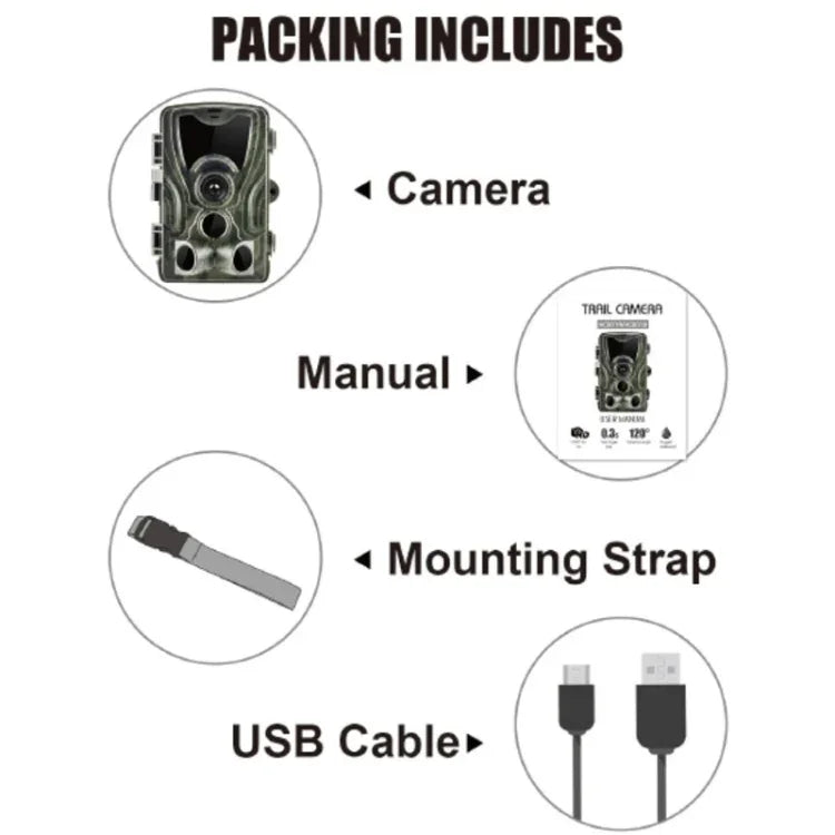 HC801A 8MP Waterproof IP65 IR Night Vision Security Hunting Trail Camera, Novatek 96650 Program, 120 Degree Wide Angle, 110 Degree PIR Sensing Angle, HC801A