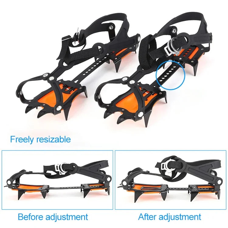 Aotu AT8701 One Pair 10 Teeth Anti-Slip Ice Gripper Snow Climbing Shoes Covers, 10 Teeth Orange, 10 Teeth Yellow