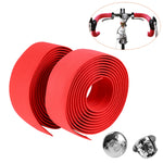 1 Pair Cycling Road Bike Sports Bicycle Cork Handlebar Tape Wrap + 2 Bar Plug, 2m Green, 2m Blue, 2m Red, 2m White, 2m Yellow, 2m Black, 2m Pink