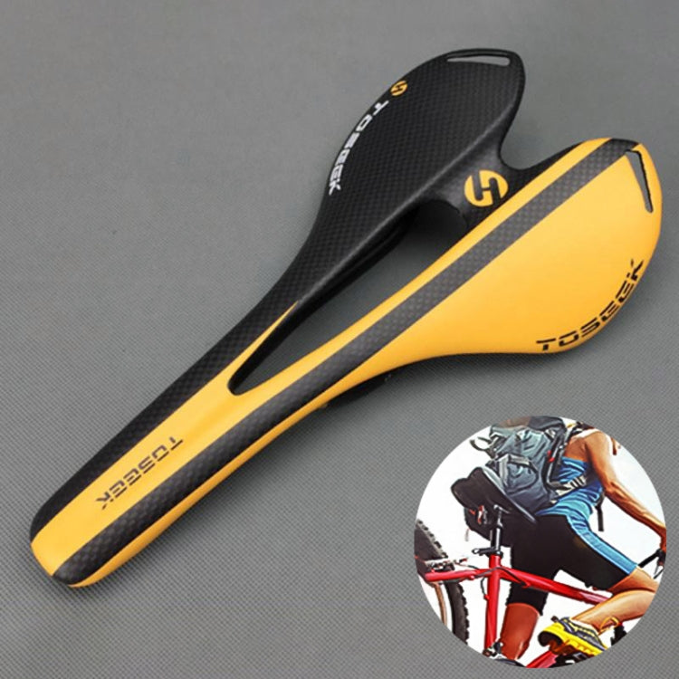 TOSEEK Road Bike Carbon Fiber Seat Bicycle Hollow Seat Saddle, 3K Texture + Extinction, Extinction(Blue), Extinction(Red), Extinction(White), Extinction(Yellow), Extinction(Black), Extinction(Orange), Extinction(Green), Extinction(Grey)